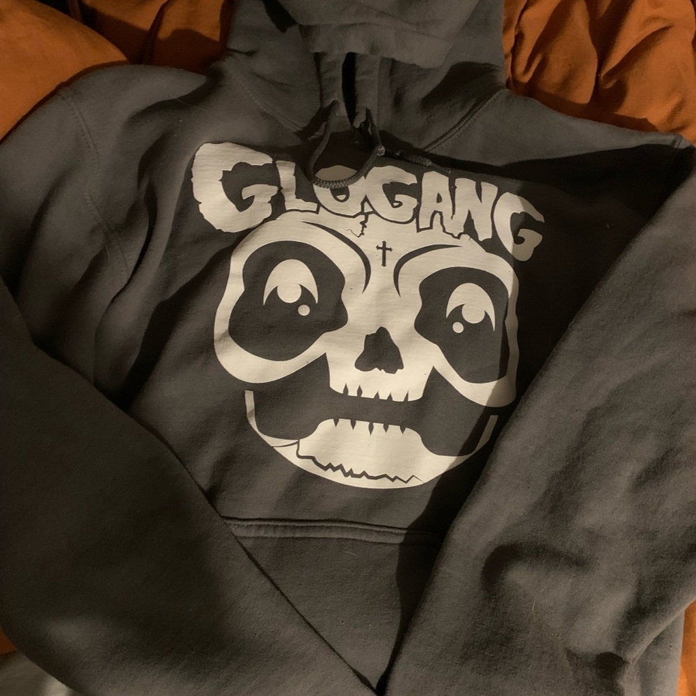 Gray Glo Gang Hoodie with Skull Design